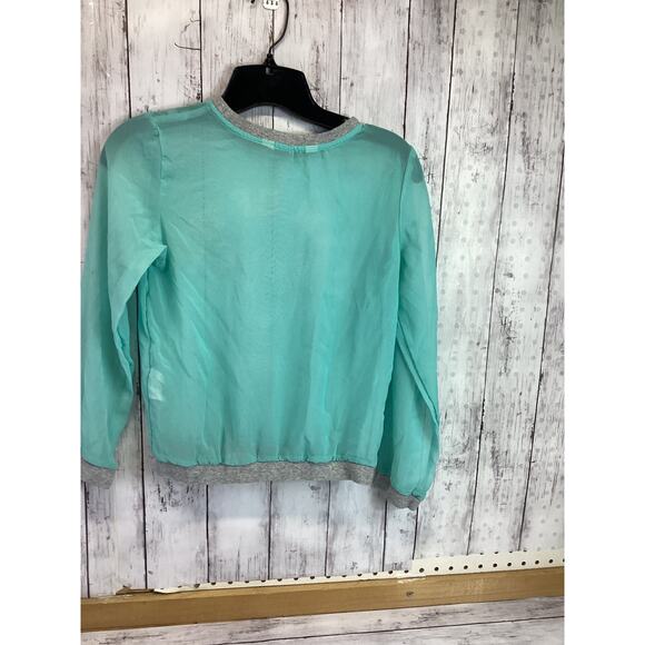 H&M Blouse in teal with tiger, sheer kids 11-14y - Picture 2 of 4